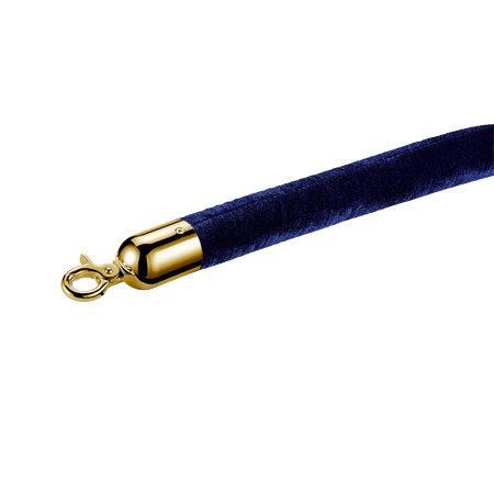 Cuerda de terciopelo con gancho de acabado pulido de color azul utilizado en el poste de puntal de barrera de poste de cola de control de multitudes