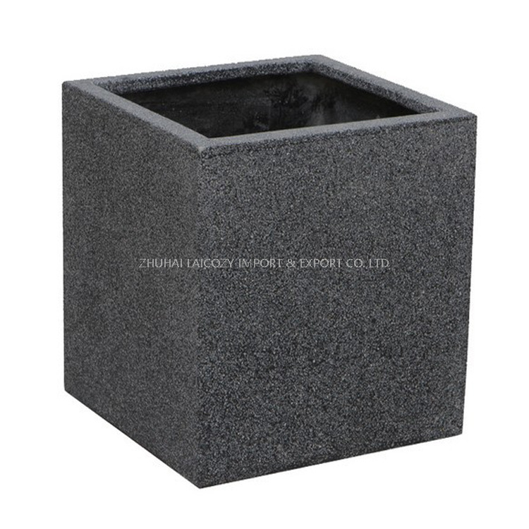 Caja de maceta cuadrada de cemento ligero de fibra de vidrio para maceta de jardín personalizada
