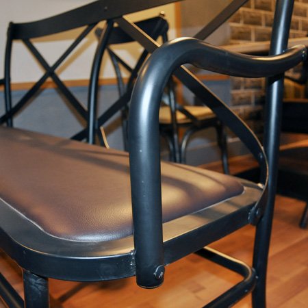 Silla de acero para restaurante de hotel, sillas largas, silla de hierro de cuero PU
