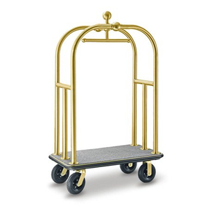 Carrito de equipaje de metal para vestíbulo de hotel grande plegable dorado 