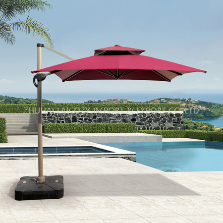 Paraguas cuadrado de nuevo estilo con base de plástico para piscina