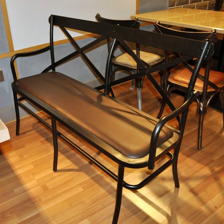 Silla de acero para restaurante de hotel, sillas largas, silla de hierro de cuero PU