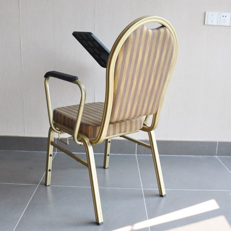silla de banquete de aluminio apilable para hotel con escritorio