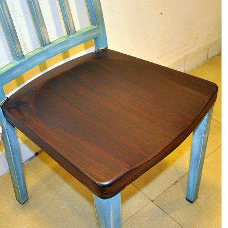 Restaurante del hotel Asiento de madera vintage Comedor Silla de acero 