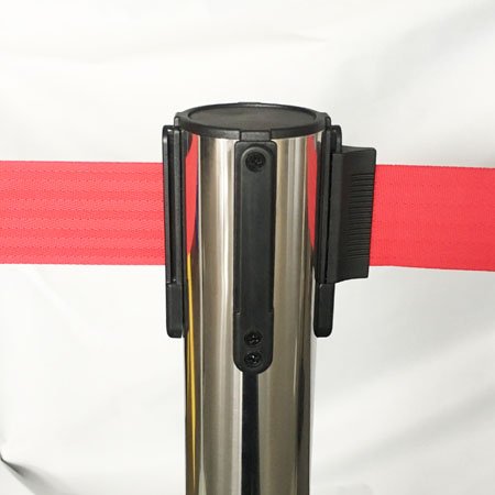 Postes de cinturón rojo retráctiles de acero inoxidable para control de multitudes